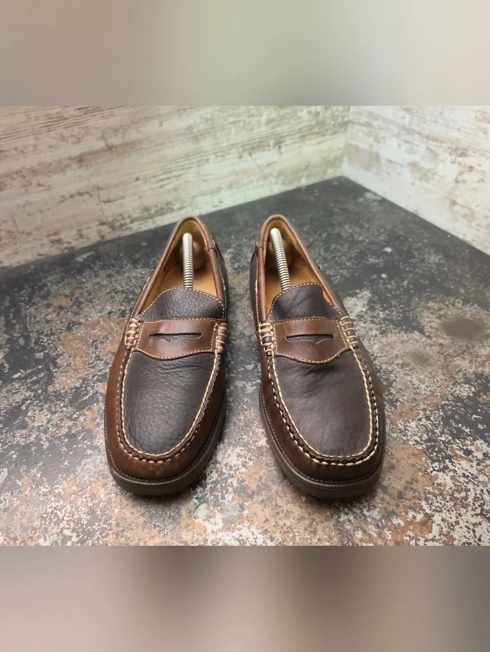Mens Ernest Hemingway Penny Loafers Shoes Sz 8 Used Bison Leather